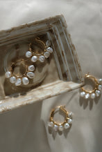 Load image into Gallery viewer, Monroe Pearl Hoops - Thick