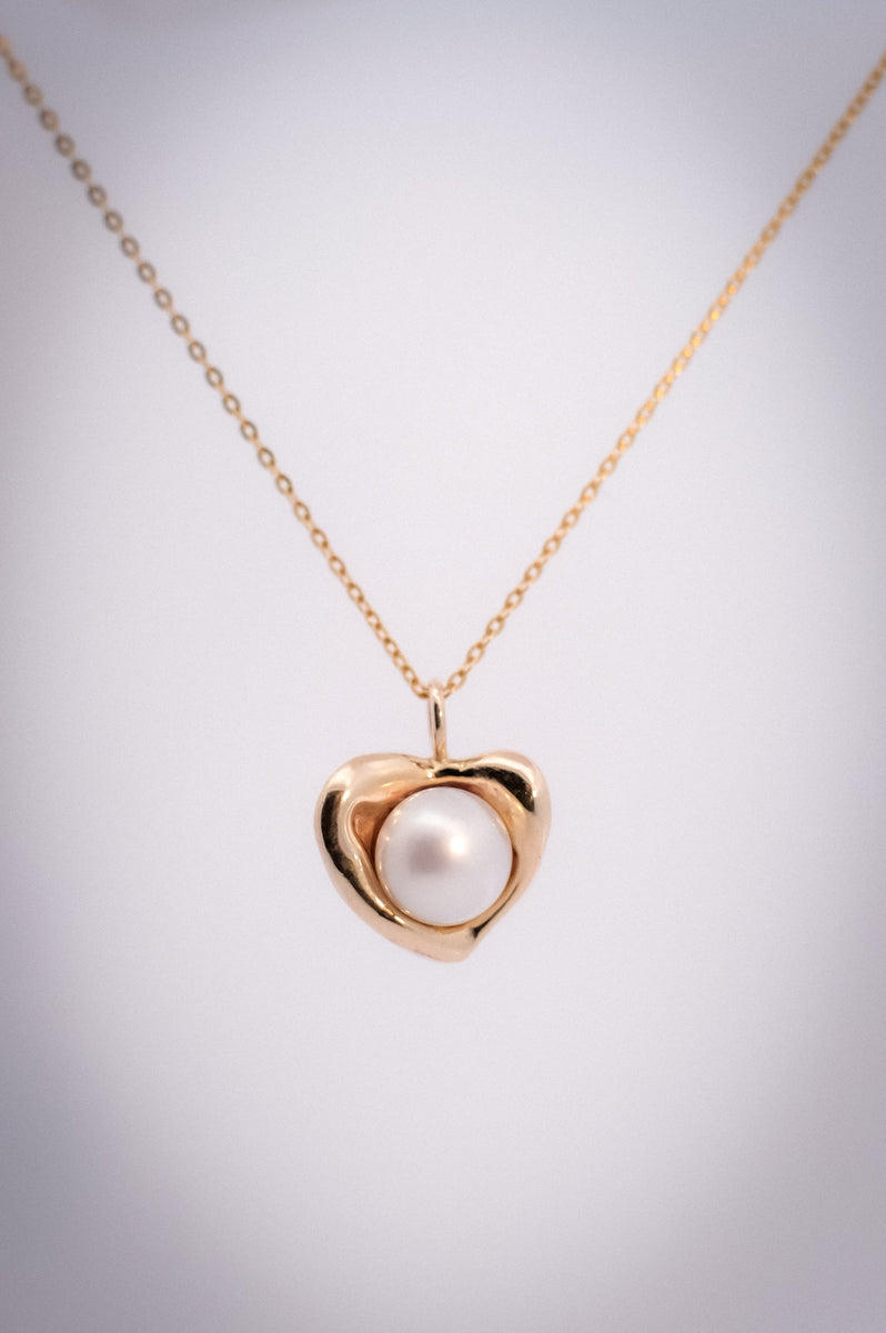 ●ANOETIC● ANC VOLUME HEART PEARL NECKLACE_GOLD Designer fashion, Seoul-fully created | W Concept