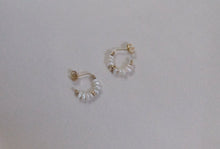 Load image into Gallery viewer, Mini Gold Pearl Hoop Earrings