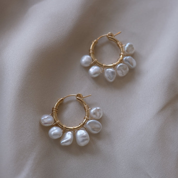 Monroe Pearl Hoops - Thick