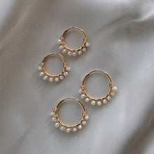 Load image into Gallery viewer, Monroe Pearl Hoops - Thin