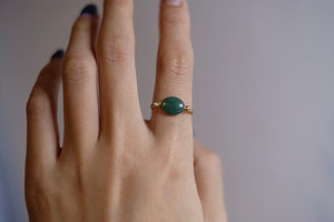 Gold Ring with Moss Agate Stone