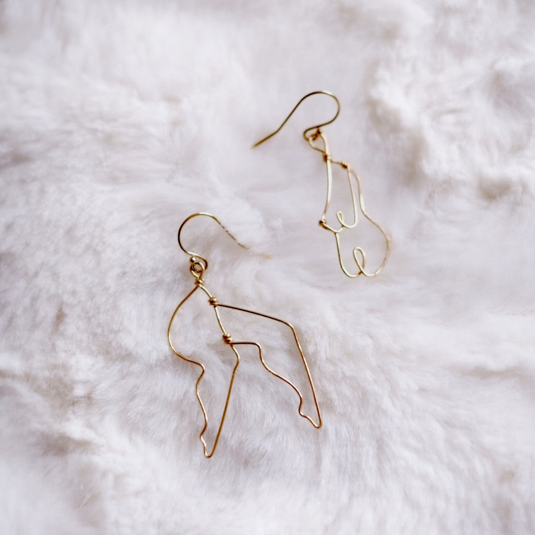 Gold Figure Form Body & Legs Earrings | FREEDOM Collection