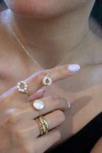 Mini Gold Pearl Circle Necklace