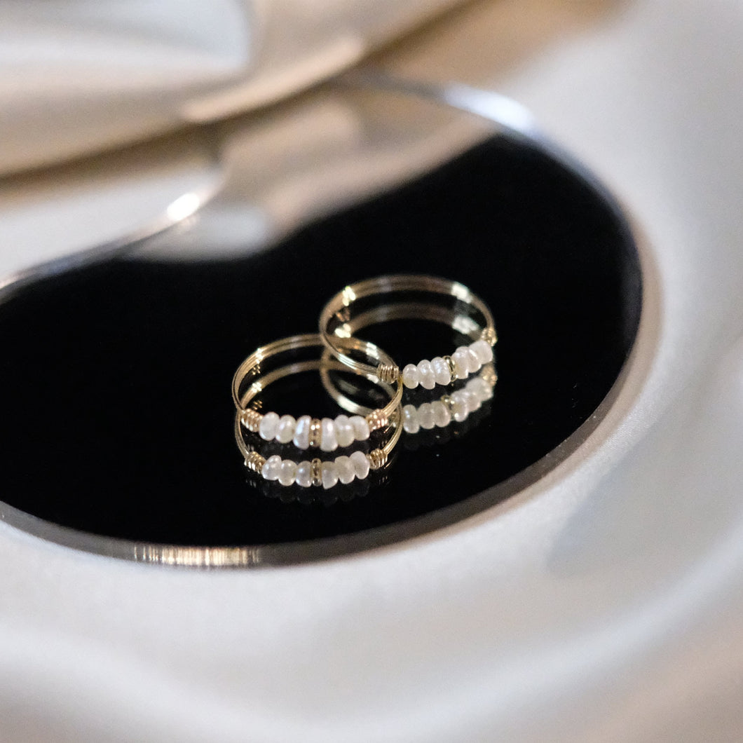 Mini Gold Pearl Stackable Ring