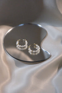 Classy Gold Pearl Hoop Earrings