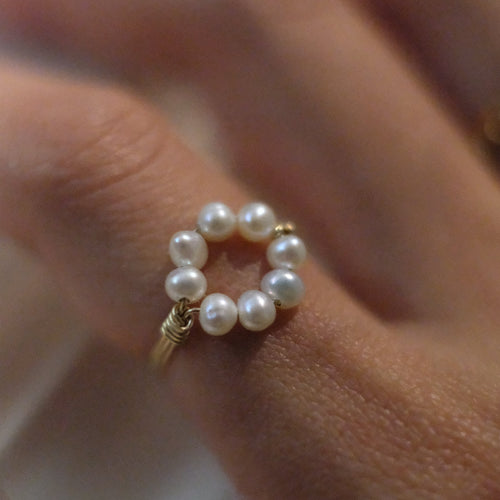 Gold Circle of Pearls Ring