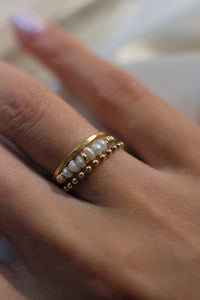 Mini Gold Pearl Stackable Ring