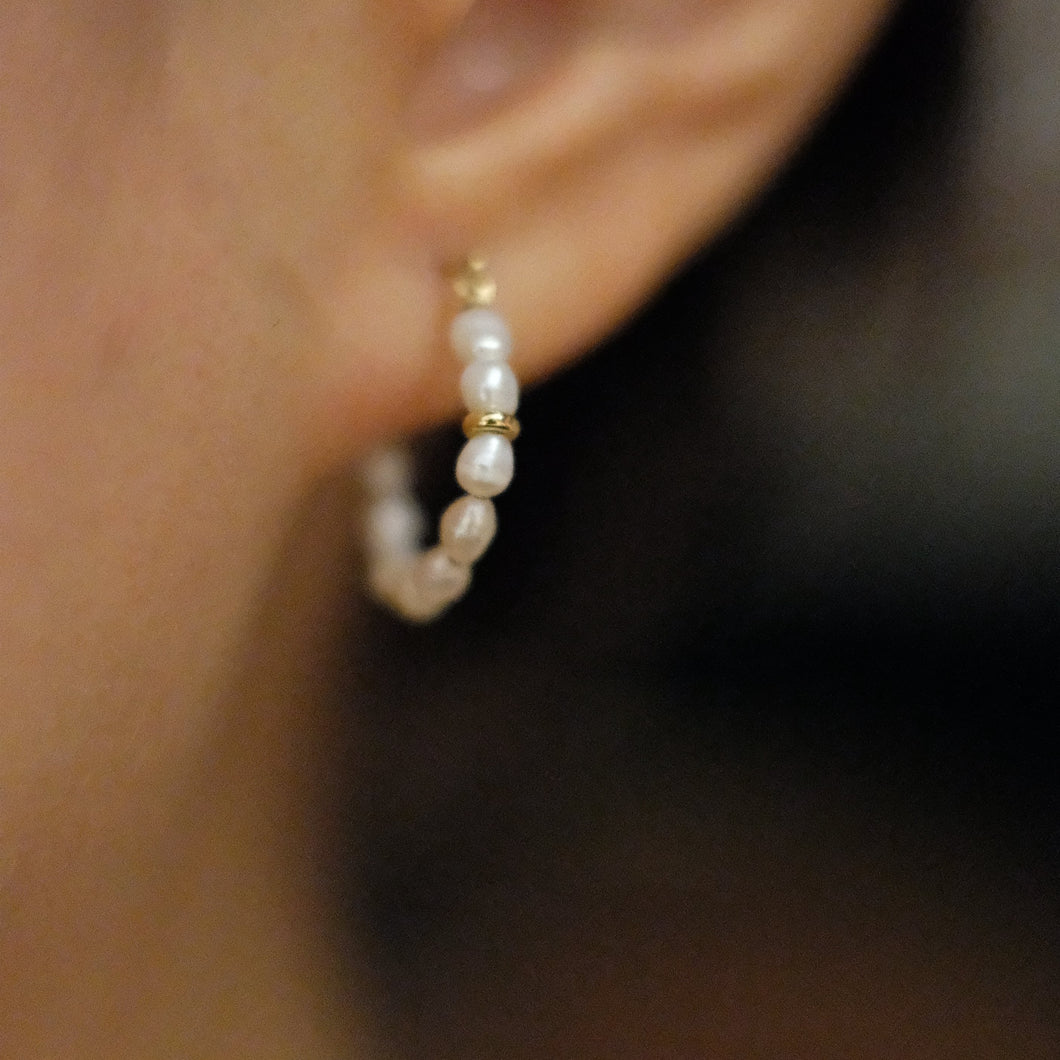 Classy Gold Pearl Hoop Earrings