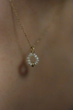 Load image into Gallery viewer, Mini Gold Pearl Circle Necklace