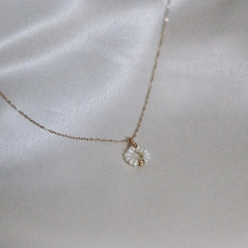 Mini Gold Pearl Circle Necklace