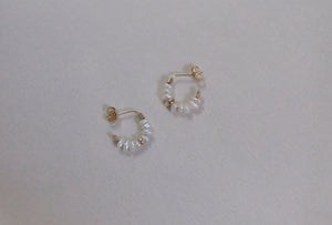Mini Gold Pearl Hoop Earrings