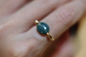 Gold Ring with Moss Agate Stone