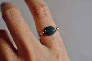 Gold Ring with Moss Agate Stone