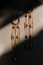 Load image into Gallery viewer, Waterfall Gold Pearl Hoop Earrings