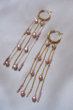 Load image into Gallery viewer, Waterfall Gold Pearl Hoop Earrings
