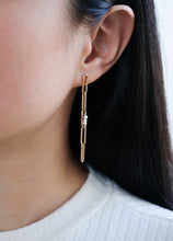 Load image into Gallery viewer, Pearl Rain Asymmetrical Gold Chain Earrings