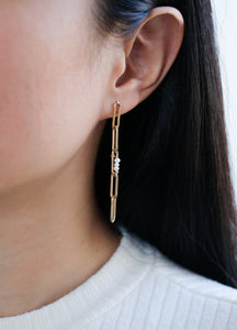 Pearl Rain Asymmetrical Gold Chain Earrings