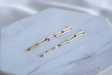 Load image into Gallery viewer, Pearl Rain Asymmetrical Gold Chain Earrings